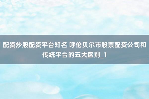 配资炒股配资平台知名 呼伦贝尔市股票配资公司和传统平台的五大区别_1