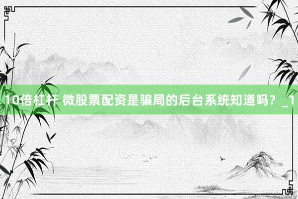 10倍杠杆 微股票配资是骗局的后台系统知道吗？_1